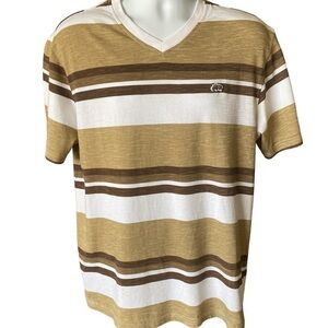 Ecko UNLTD. Rhino Logo Striped V-Neck Shirt Men L Large